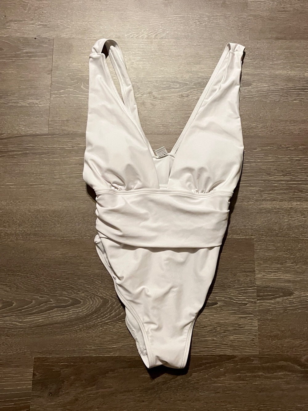 White One-Piece Swimsuit - V-Neck size small